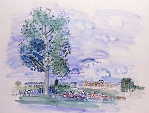 シャンティイ - 1928年のダービー; Chantilly - Le Derby de 1928 作： Raoul Dufy