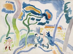 遊ぶ子供たち （紙に水彩） 作： Raoul Dufy