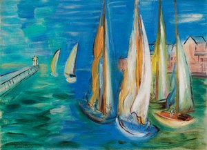 ドーヴィルの帆船の出発；ドーヴィルの帆船の出発》1930年頃（油彩・カンヴァス） 作： Raoul Dufy