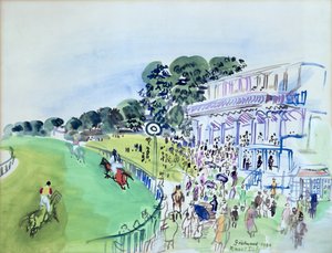 グッドウッド競馬場前のグランドスタンド 作： Raoul Dufy
