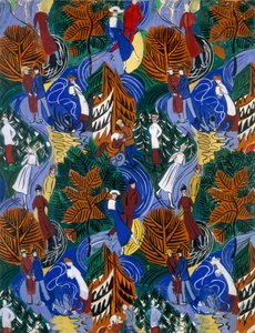 アイススケーター、プリントシルクのデザイン、1914-20年頃（カラーリトグラフ） 作： Raoul Dufy