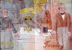 電気代、詳細：ジャン・ヴィクトール・ポンレット、マルク・セガン、マイケル・ファラデーの肖像画1937年（絵画） 作： Raoul Dufy