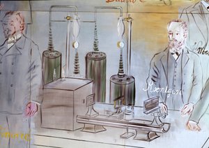 ラ・フィー・エレクトリック、詳細ヴィルヘルム・コンラッド・ロントゲン（1845-1923）、ドイツの物理学者の肖像.1937年（絵画） 作： Raoul Dufy