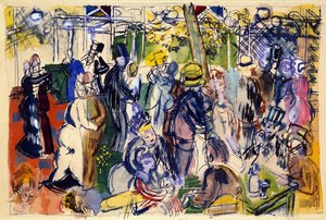 ムーラン・ド・ラ・ギャレット (水彩、ペンインク) 作： Raoul Dufy