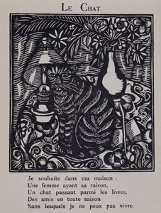 猫 - ラウル・デュフィ（1877-1953）が挿絵を描いたアポリネール『オルフェの行進』（ド・ラ・シレーヌ編、パリ）より 作： Raoul Dufy