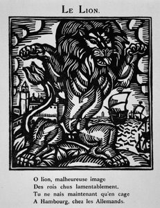ライオン - ラウル・デュフィ（1877 - 1953）挿絵によるアポリネール「オルフェの獣姦」、ド・ラ・シレーヌ編、パリ。