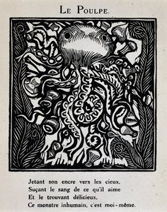 タコ - ラウル・デュフィ（1877-1953）挿絵、アポリネール『オルフェの行進』所収、ド・ラ・シレーヌ、パリ 作： Raoul Dufy