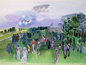 シャンティイ競馬場（ガッシュ＆水彩） 作： Raoul Dufy