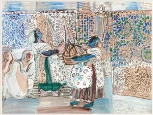 マラケシュのパシャとのレセプション（紙にグワッシュ、水彩、鉛筆） 作： Raoul Dufy