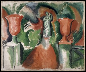 2つの赤い壷を持つ像 作： Raoul Dufy