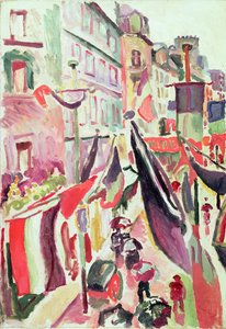 旗で飾られた通り、ル・アーヴル（油彩・キャンバス） 作： Raoul Dufy
