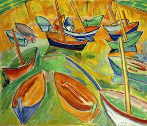 マルティグのはしけたち；マルティグのはしけたち 1907年頃（油彩・カンヴァス） 作： Raoul Dufy