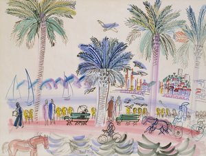 カンヌ、ル・スケの眺め（水彩画） 作： Raoul Dufy