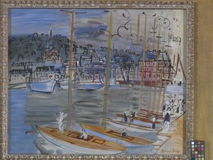 ドーヴィル港のヨット（油彩・キャンバス） 作： Raoul Dufy