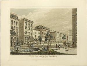 1865 年、シカゴのコート ハウス スクエアから見たラ サール ストリート