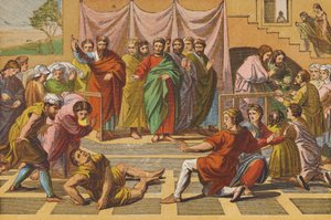 アナニアの死（カラーリトグラフ） 作： Raphael (1483 1520) (after)