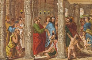 足の不自由な人のいやし（カラーリトグラフ） 作： Raphael (1483 1520) (after)
