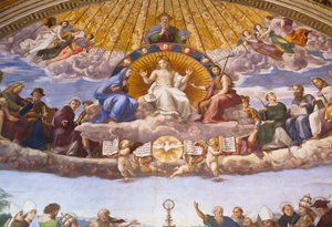 ラファエロのフレスコ画「聖なる秘跡の論争 作： Raphael (1483 1520)