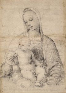 ざくろの聖母」 1504年頃 （黒と灰色のチョーク 作： Raphael