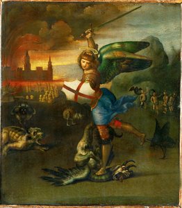 聖ミカエルウルビーノ公グイドバルド・モンテフェルトレのために描かれた... 作： Raphael (1483-1520)