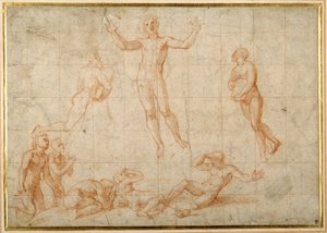 変身」のための習作（紙に赤チョーク 作： Raphael