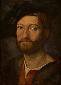 ヌムール公ジュリアーノ・デ・メディチとされる男性の肖像（油彩・パネル 作： after Raphael