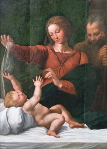 人々のマドンナ、ロレートのマドンナ、ヴェールのマドンナとしても知られる聖家族 作： Raphael (1483 1520)