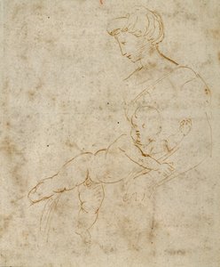 聖母子像 1505年頃（紙にペン、茶インク 作： Raphael