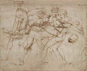 アドニスの死」（オフホワイトの紙にペンと茶色のインク 作： Raphael