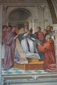 教皇グレゴリウス9世への布告の配達（写真） 作： Raphael (1483 1520)