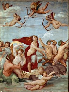 ラファエロ（Raffaello Sanzio 1483-1520）による「ガラティーの勝利」フレスコ画。1511年（フレスコ画 作： Raphael