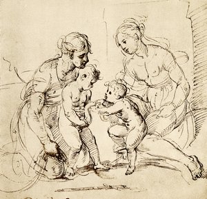ミュンヘンのCanigiani家の聖家族のデザイン 作： Raffaello Sanzio Raphael