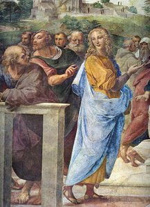 紛争。詳細：建築家ブラマンテとフランチェスコマリアデラローヴェレ右、1509 作： Raffaello Sanzio Raphael