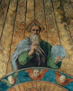 紛争。 詳細: 父なる神。 スタンツァ デッラ セニャトゥーラのフレスコ画、1510 ～ 1511 年頃。 作： Raphael