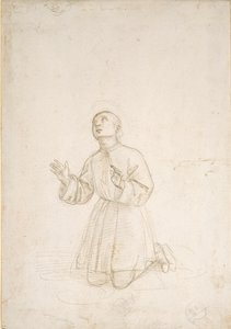 若者のひざまずく人物、c1503 作： Raphael