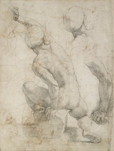 石の上に座る裸の男、16世紀初頭 作： Raphael