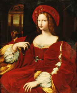 アラゴンのジョヴァンナの肖像画。部屋の4分の3の長さに座って、 作： Raphael