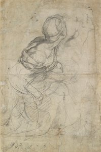 2人のひざまずく女性の研究、c1500-1520 作： Raphael