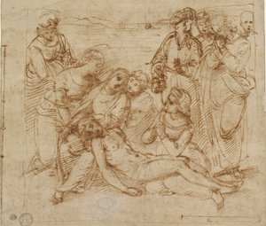 キリストの埋葬のための嘆きの習作、16世紀初頭 作： Raphael