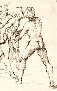 攻撃を期待して3人の戦士 作： Raffaello Sanzio Raphael
