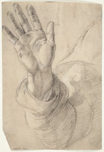 上げた右手、手のひらを外側に向ける: 聖ペテロのための習作 作： Raphael