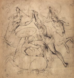 ヘラクレスはケンタウロスを殺します。ラファエルの絵。内閣描画と版画、ウフィツィ美術館、フィレンツェ 作： Raffaello Sanzio Raphael
