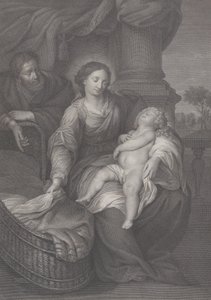 聖家族、聖母の膝の上で眠っているキリストの子供、1786 作： Raphael Morghen