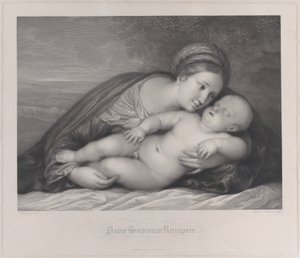 眠っているキリストの子供を抱きしめるマドンナ、1797年。 作： Raphael Morghen