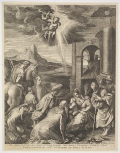 マギの崇拝、1598年。 作： Raphael Sadeler