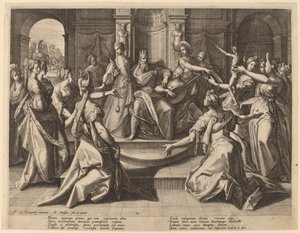ソロモンは妻たちによって偶像礼拝に導かれた 作： Raphael Sadeler I after Joos van Winghe