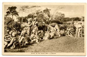 1914〜15年のフランスのインド陸軍のシーク教徒（セピア写真） 作： Raphael Tuck and Sons