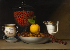 静物-イチゴ、ナッツなど。 作： Raphaelle Peale
