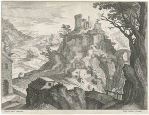 チボリのヴェスタ神殿のある風景 作： Raphaël Sadeler (I) (attributed to)