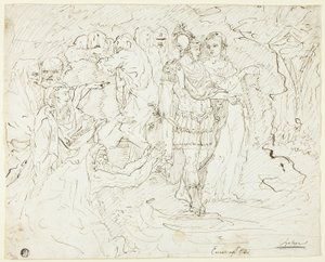 エリュシオンの野のエネアス」（レクト）；人物群像のスケッチ（裏面） 作： Raymond de Lafage
